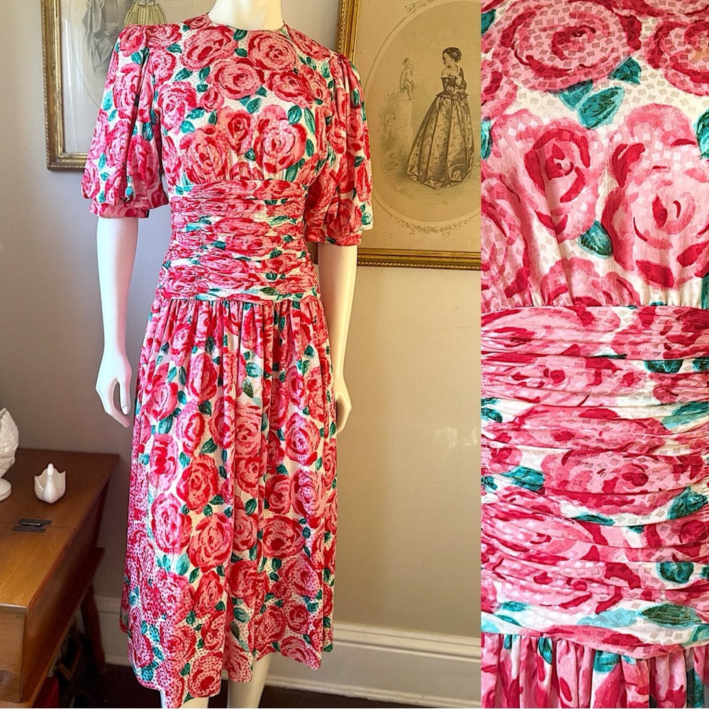 Vintage Rose Silk Dress